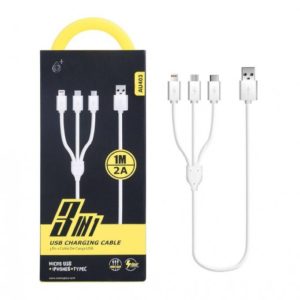 AU401 3 IN 1 DATA CABLE (MICRO USB + MICRO USB + IP5 / 6/7) 1M WHITE