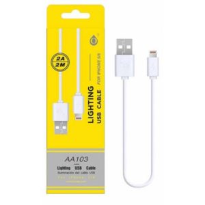 AA103 BL DATA CABLE FOR IPHONE 5/6/7, 2A 2M, WHITE
