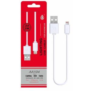 AA104 DATA CABLE FOR IPHONE 5/6/7, 2A 3M WHITE