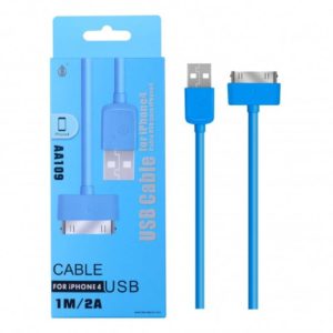 AA109 AZ DATA CABLE FOR IPHONE 4, 2A 1M, BLUE