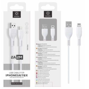 WOOX WB2480 CABLE FOR IPHONE 5/6/7/8/X 2A 2M WHITE