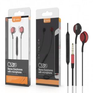 C5319 Earphone with Mic Colibri, with volume control, 1.2M, Red