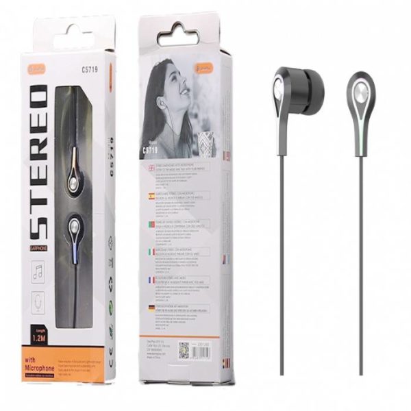 C5719 Tear Drop Earphone Deox, 1.2M, Silver