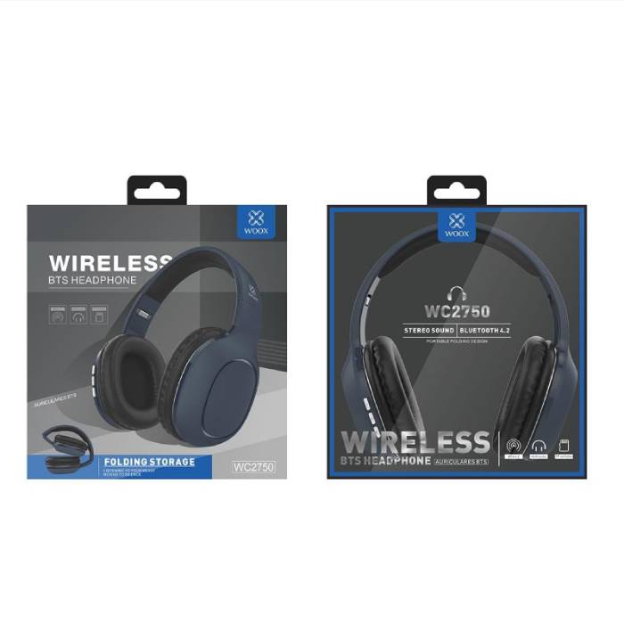 WOOX WC2750 Wireless Headphone Bluetooth 4.2, Mic, FM & TF Card Blue