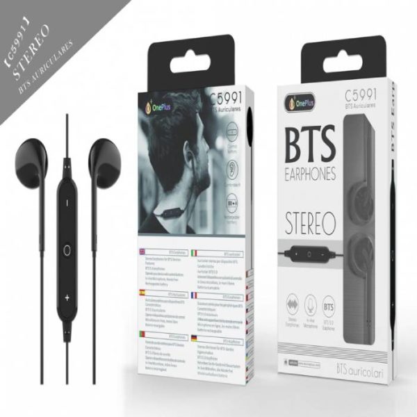 C5991 5.0 Bluetooth Stereo Earphones Draco with redail Function, Black