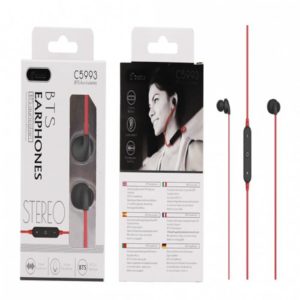 C5993 Stereo BTS Earphone Bronzor with Redial function, BTS 5.0, Red