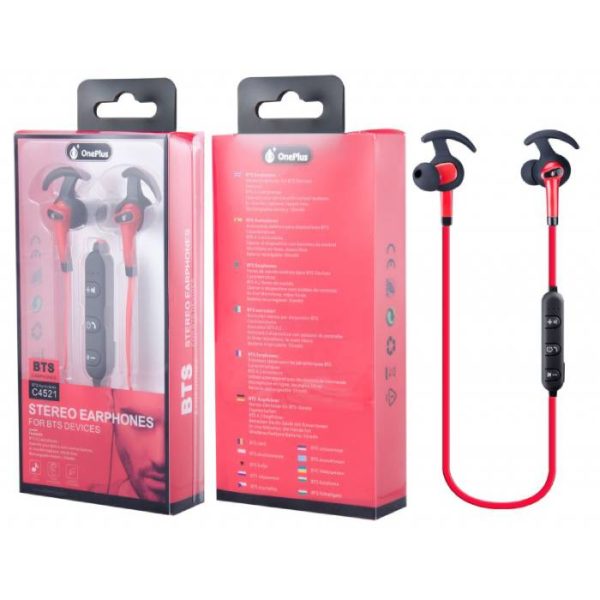 C4521 RJ Neutron Sports Bluetooth Headset with Mic, Redial Function, Red