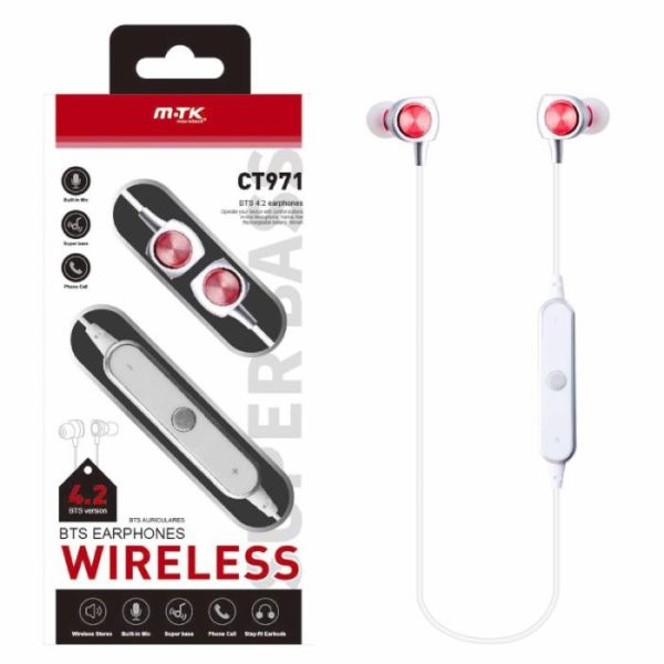 CT971 Prism Bluetooth Headset with Mic, Redial function, Red