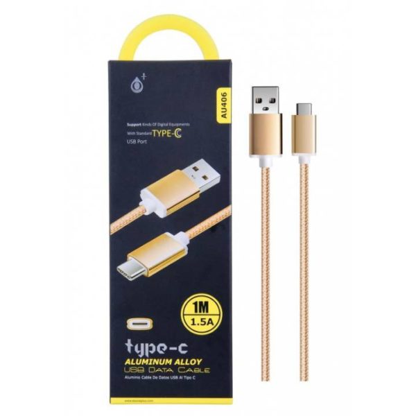AU406 DATA CABLE FOR TYPE C, 1M, 1.5A GOLD