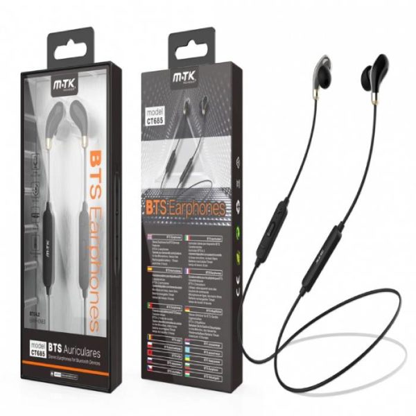 CT685 Bluetooth Earphones Lands with Mic & Cable, Black