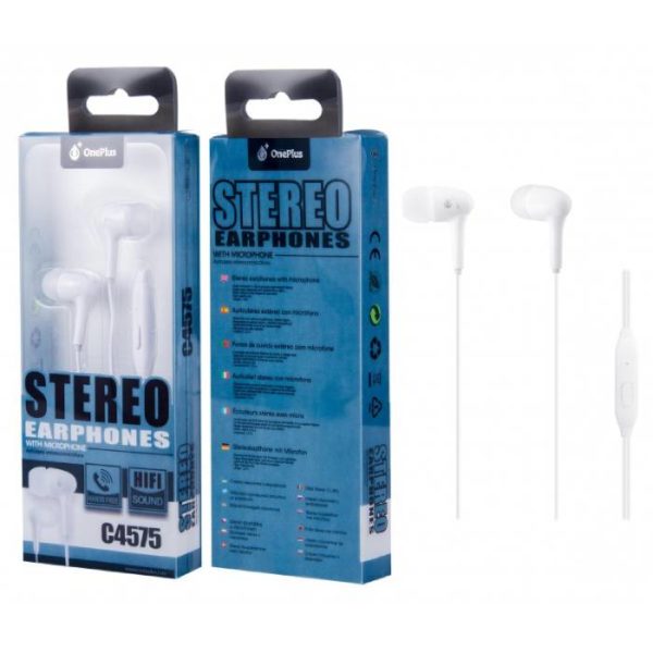 C4575 BL Headphones with Microphone Bubble, 1.2M cable, White