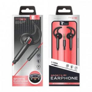 LT PLUS C6039 SPORTS STEREO EARPHONES WITH MIC, BLACK-RED
