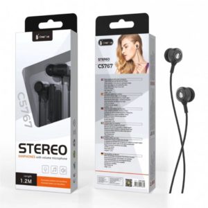 C5767 Clampe wired Earphone with Mic, 1.2M, Black