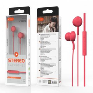 C5851 Earphone Stefano with Mic, 1.2M, Red