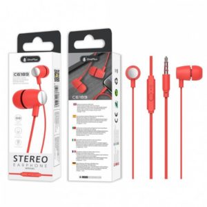 C6189 Earphones with Mic S.Basic Kirlio, 1.2m cable, Red