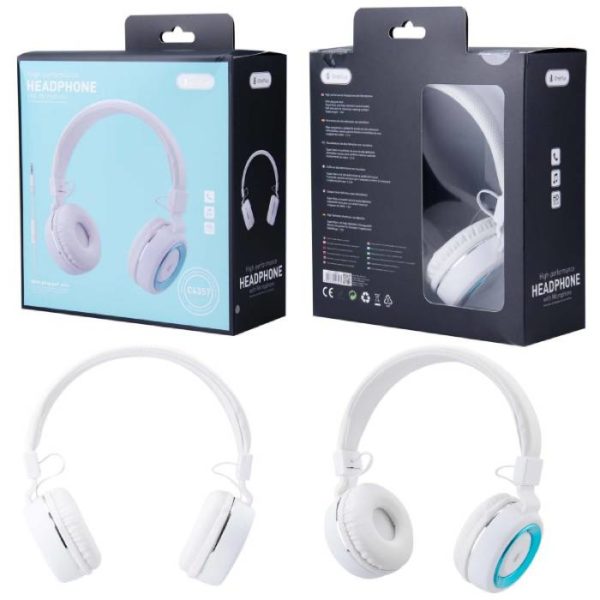 C4357 Earphones Asteroid Helmet with Microphone, cable1.2m, White + Blue