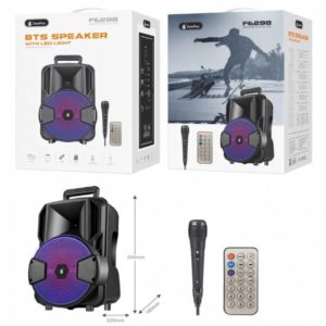 F6298 Portable Troly Bluetooth Speaker Loki, 12W, FM/TF Card/USB/Line/Karaoke, LED Light