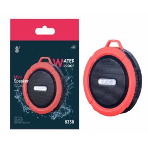 N8338 Mini Waterproof Speaker, 3W Bluetooth/TF Card/Radio, Red