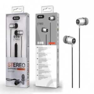 CT853 MTK Wired Earphone Dusto with Mic, 1.2M, Silver/Black