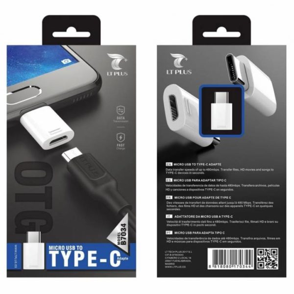 LT PLUS B7034 ADAPTOR MICRO USB TO TYPE-C (multi-color)