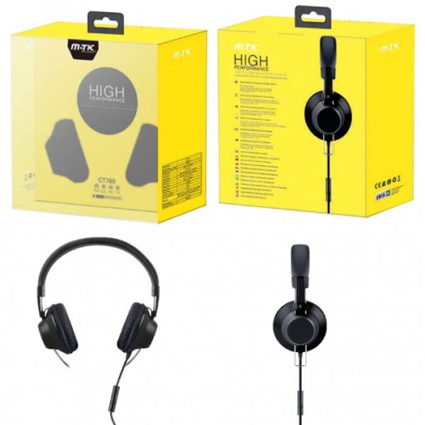 CT760 NE HEADPHONES WITH MICROFONE KIRA, SUPERBASS WITH CABLE 1.2M, BLACK