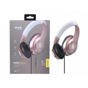 K3407 Wired Headphones W/Mic, Rose Gold