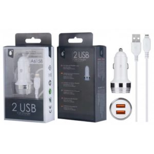 A6158 BL LIGHTER CHARGER WITH CABLE IPHONE 5/6/7, 2USB 2,4A