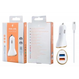 A6176 BL + OR YOGA LIGHTER CHARGER WITH CABLE FOR IPHONE 5/6/7, 2USB 2,4A