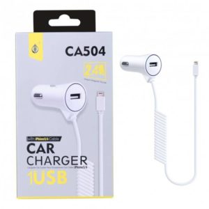 CA504 BL TIC LIGHTER CHARGER WITH IP 5/6/7 CABLE, 1USB WHITE