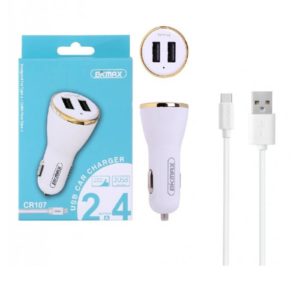 BKMAX CR107 DUAL USB CAR CHARGER FOR TYPE-C, 2.4A, GOLD