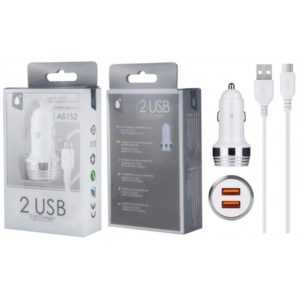 A6152 BL + PL NEBULA LIGHTER CHARGER WITH MICRO USB CABLE, 2USB 2.4A