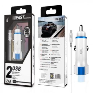 A4716 SURI Lighter Charger with Cable Type C, 2 USB, 2.4A, White + Blue