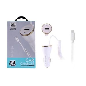 LT PLUS CR202 USB CAR CHARGER FOR MICRO USB, 2.4A WHITE
