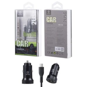 WOOX WA2391 CAR CHARGER FOR SMARTPHONE WITH MICRO CABLE WITH 2USB BLACK