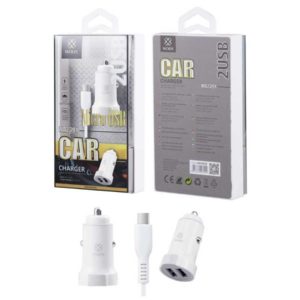 WOOX WA2391 CAR CHARGER FOR SMARTPHONE WITH MICRO CABLE WITH 2USB WHITE