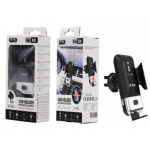 AT895 Wireless 10W Fast Charger for Mobiles, with car support & Inferred Sensor,Black+Silver