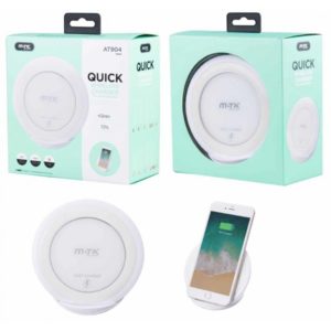 AT904 BL QI 1.2 Wireless Quick Charger with Mobile Phone Holder, 12W, White